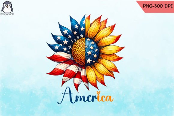 America Sunflower Sticker for Crafts and Graphics