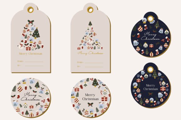 Christmas Holiday Gift Tag Cards SVG for Graphics & Crafts
