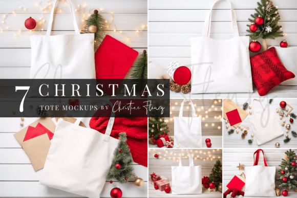 Christmas Tote Mockup Bundle: Graphics for Tote Bags