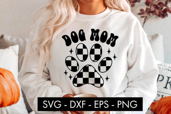 Dog Mom Checkered Paw SVG PNG Cut File for Crafts and Graphics