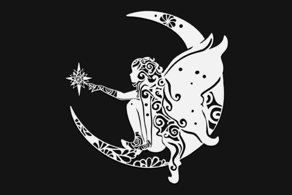Fairy on Moon Mandala Drawing 40 Graphics and Illustrations