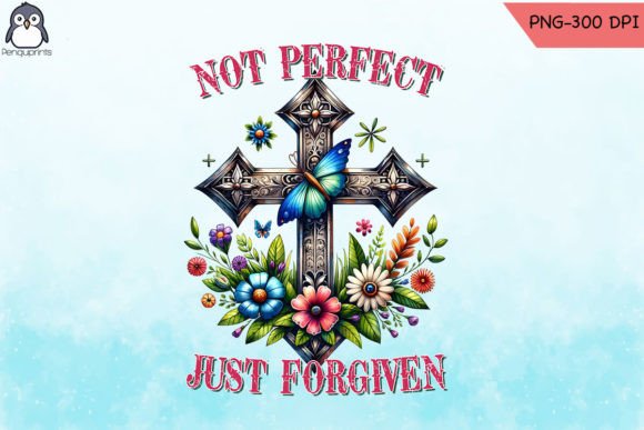 Forgiven Floral Cross PNG Graphics for Crafts & Publishing
