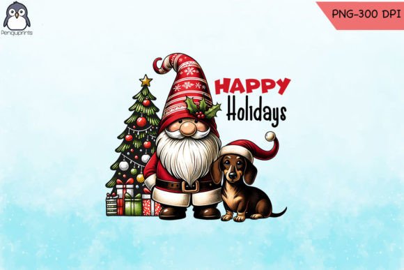Gnome Dachshund Christmas PNG for Graphics and Crafts