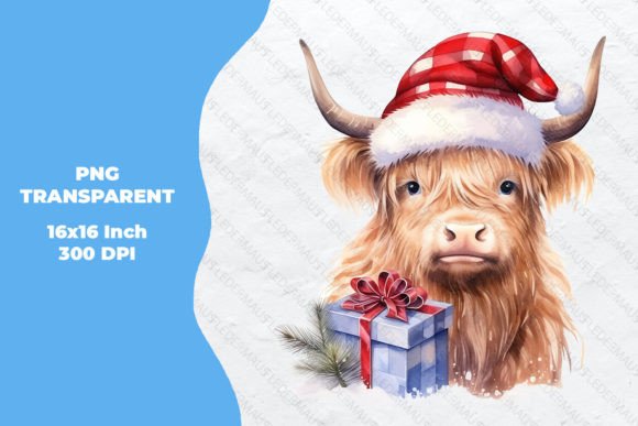 Highland Cow Santa Watercolor: Graphics and Illustrations for Festive Branding