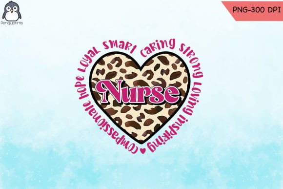 Leopard Heart Nurse Valentine PNG Graphics for Crafts
