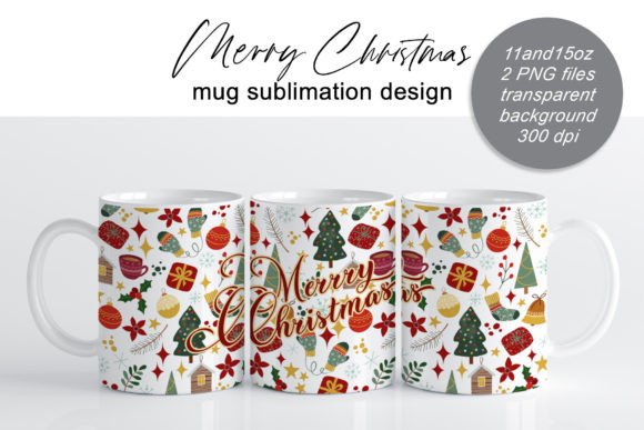 Mug Christmas Design, Sublimation PNG for Graphics & Crafts