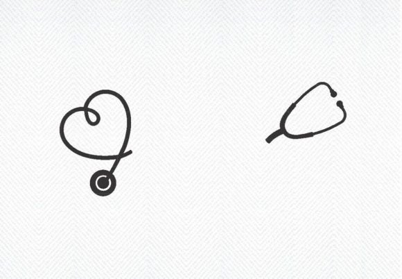 Nurse Stethoscope Heart Monogram SVG PNG Graphics and Crafts