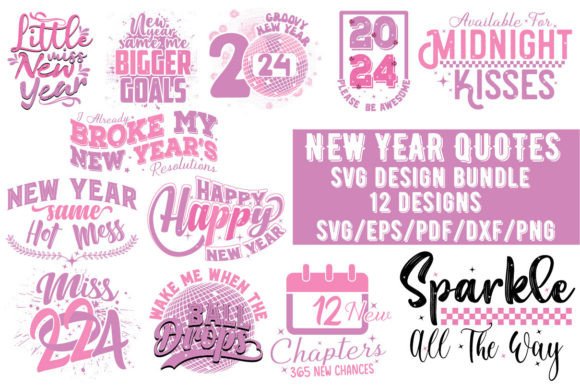 Pink New Year SVG Bundle for Graphics and Crafts