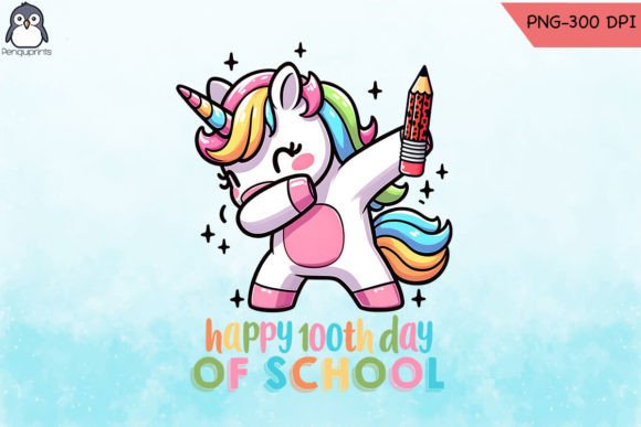 Unicorn 100th Day School Celebration PNG Graphics for Crafts