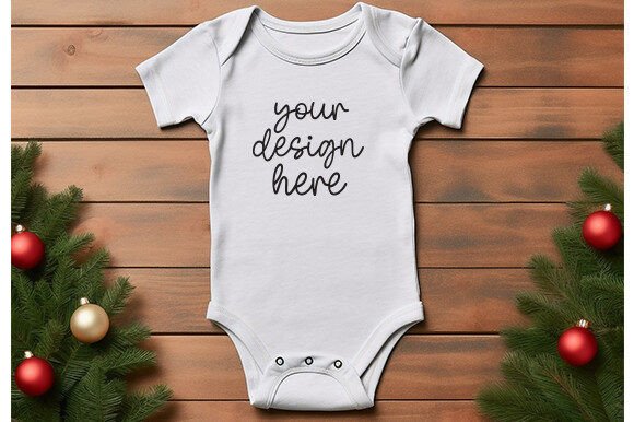 White Bella Canvas 100B Bodysuit Mockup Graphics and Baby Amp