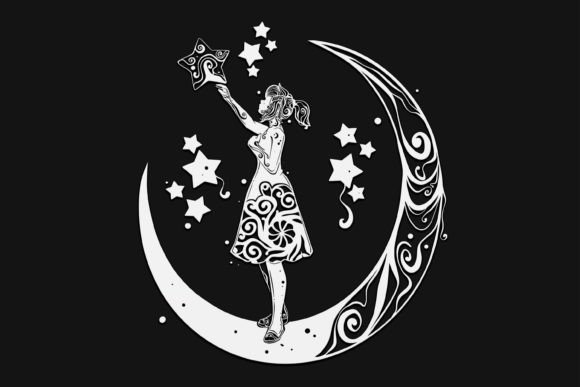 Woman and Stars Mandala Drawing 79 Graphics and Illustrations